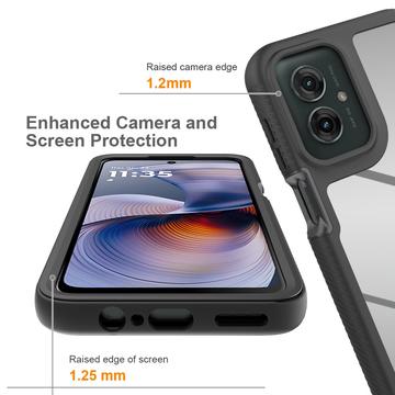 Motorola Moto G55 360 Beskyttelse Cover - Sort / Klar