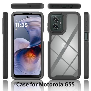 Motorola Moto G55 360 Beskyttelse Cover - Blå / Klar