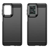 Motorola Moto G55 Børstet TPU Cover - Karbonfiber - Sort