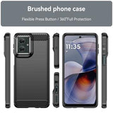 Motorola Moto G55 Børstet TPU Cover - Karbonfiber - Sort