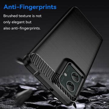 Motorola Moto G55 Børstet TPU Cover - Karbonfiber - Sort