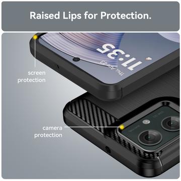 Motorola Moto G55 Børstet TPU Cover - Karbonfiber - Sort