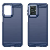 Motorola Moto G55 Børstet TPU Cover - Karbonfiber - Blå