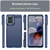 Motorola Moto G55 Børstet TPU Cover - Karbonfiber - Blå