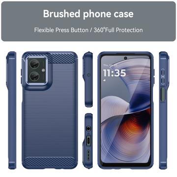 Motorola Moto G55 Børstet TPU Cover - Karbonfiber - Blå