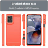 Motorola Moto G55 Børstet TPU Cover - Karbonfiber - Rød