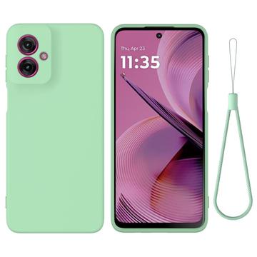 Motorola Moto G55 Liquid Silikone Cover med Strop - Grøn