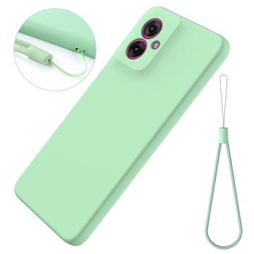 Motorola Moto G55 Liquid Silikone Cover med Strop - Grøn