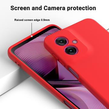 Motorola Moto G55 Liquid Silikone Cover med Strop - Rød