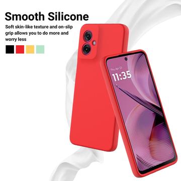 Motorola Moto G55 Liquid Silikone Cover med Strop - Rød