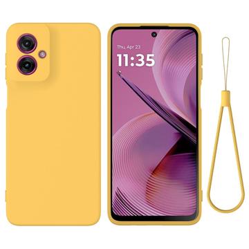 Motorola Moto G55 Liquid Silikone Cover med Strop - Gul