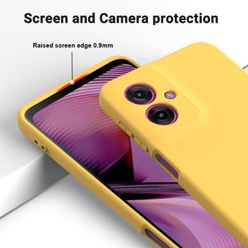 Motorola Moto G55 Liquid Silikone Cover med Strop - Gul