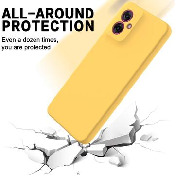 Motorola Moto G55 Liquid Silikone Cover med Strop - Gul