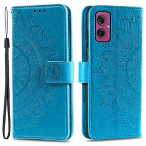 Motorola Moto G55 Mandala Serie Pung Etui - Blå