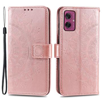 Motorola Moto G55 Mandala Serie Pung Etui - Rødguld