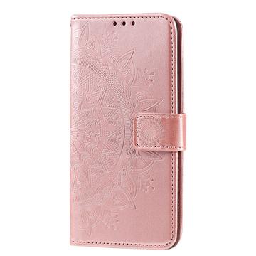 Motorola Moto G55 Mandala Serie Pung Etui - Rødguld