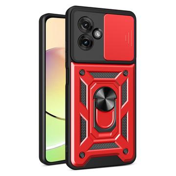 Motorola Moto G55 Roterende Ring Hybrid Cover med Kameraskjold - Rød