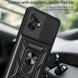 Motorola Moto G55 Roterende Ring Hybrid Cover med Kameraskjold - Rød