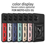 Motorola Moto G55 Roterende Ring Hybrid Cover med Kameraskjold - Rød