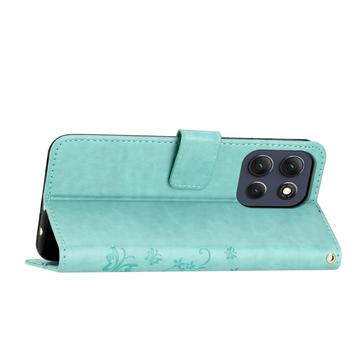 Motorola Moto G56 Butterfly Series Flip Cover med Pung - Cyan
