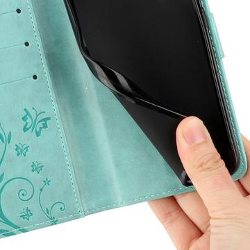 Motorola Moto G56 Butterfly Series Flip Cover med Pung - Cyan