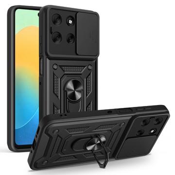 Motorola Moto G56 Roterende Ring Hybrid Cover med Kameraskjold - Sort