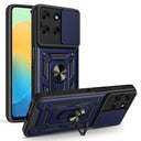Motorola Moto G56 Roterende Ring Hybrid Cover med Kameraskjold - Blå