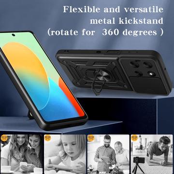 Motorola Moto G56 Roterende Ring Hybrid Cover med Kameraskjold - Blå