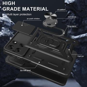 Motorola Moto G56 Roterende Ring Hybrid Cover med Kameraskjold - Blå