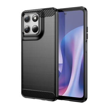 Motorola Moto G67 Power/G57 Power/G57 Børstet TPU Cover - Karbonfiber - Sort