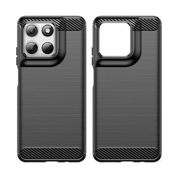Motorola Moto G67 Power/G57 Power/G57 Børstet TPU Cover - Karbonfiber - Sort