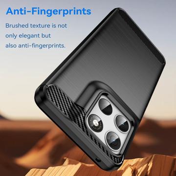 Motorola Moto G67 Power/G57 Power/G57 Børstet TPU Cover - Karbonfiber - Sort