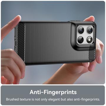 Motorola Moto G67 Power/G57 Power/G57 Børstet TPU Cover - Karbonfiber - Sort