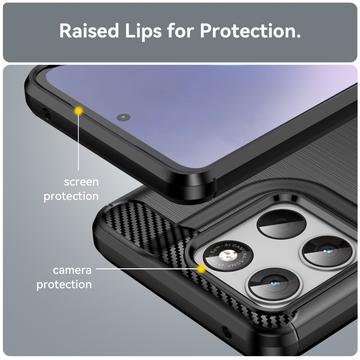 Motorola Moto G67 Power/G57 Power/G57 Børstet TPU Cover - Karbonfiber - Sort