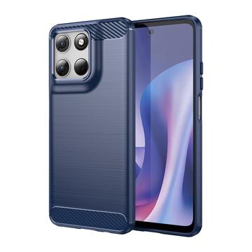Motorola Moto G67 Power/G57 Power/G57 Børstet TPU Cover - Karbonfiber - blå