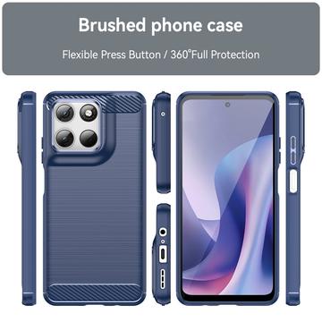 Motorola Moto G67 Power/G57 Power/G57 Børstet TPU Cover - Karbonfiber - blå