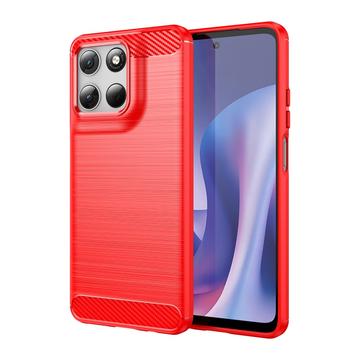 Motorola Moto G67 Power/G57 Power/G57 Børstet TPU Cover - Karbonfiber - rød