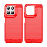 Motorola Moto G67 Power/G57 Power/G57 Børstet TPU Cover - Karbonfiber - rød