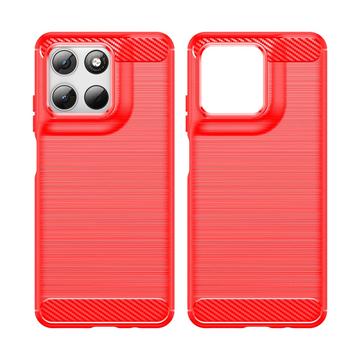 Motorola Moto G67 Power/G57 Power/G57 Børstet TPU Cover - Karbonfiber - rød