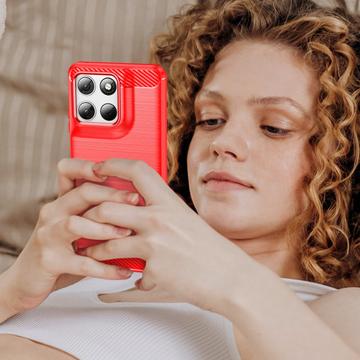 Motorola Moto G67 Power/G57 Power/G57 Børstet TPU Cover - Karbonfiber - rød