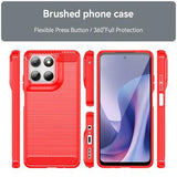 Motorola Moto G67 Power/G57 Power/G57 Børstet TPU Cover - Karbonfiber - rød