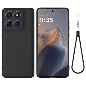 Motorola Moto G67 Power Flydende silikone cover med håndrem - sort