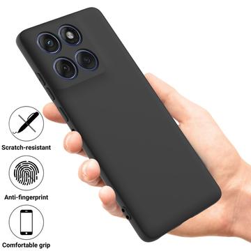 Motorola Moto G67 Power Flydende silikone cover med håndrem - sort