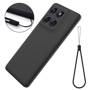 Motorola Moto G67 Power Flydende silikone cover med håndrem - sort