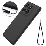 Motorola Moto G67 Power Flydende silikone cover med håndrem - sort