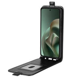 Motorola Moto G67 Power Vertikal Flip Etui med Kortholder - Sort