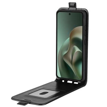 Motorola Moto G67 Power Vertikal Flip Etui med Kortholder - Sort