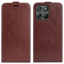 Motorola Moto G67 Power Vertikal Flip Etui med Kortholder - Brun