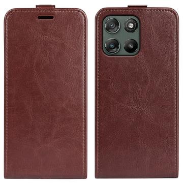 Motorola Moto G67 Power Vertikal Flip Etui med Kortholder - Brun