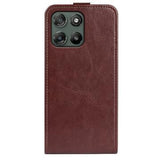 Motorola Moto G67 Power Vertikal Flip Etui med Kortholder - Brun